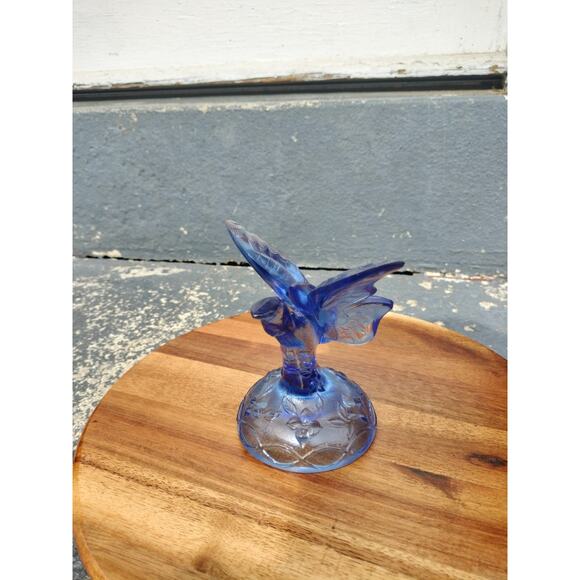 Blue Fenton Art Glass Butterfly on Branch Figurine - Picture 4 of 11